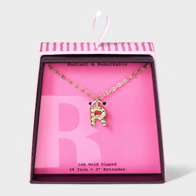 14K Gold Dipped Twisted Bubble "R" Initial Necklace - A New Day™ Gold | Target
