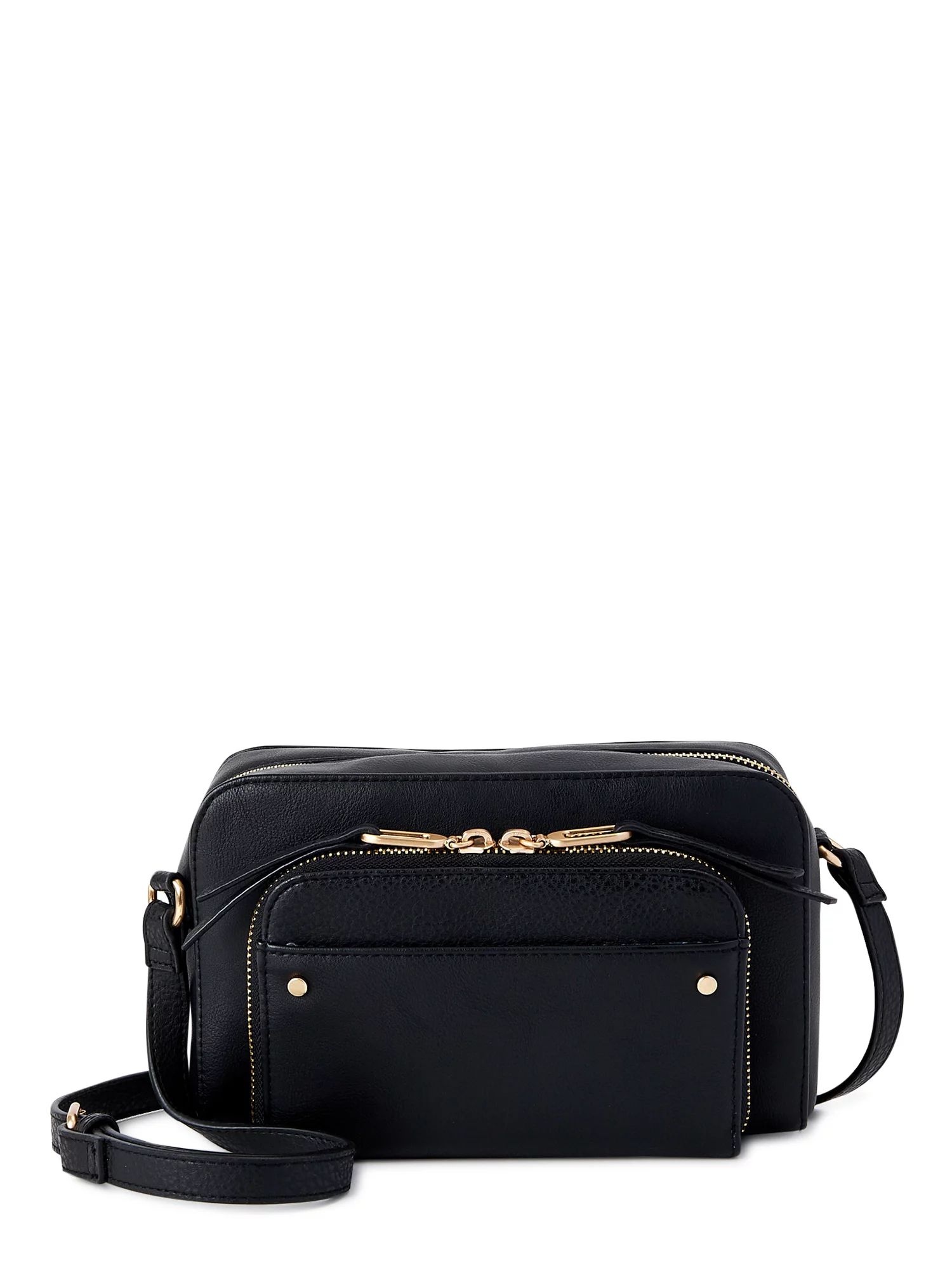 Time and Tru Women's Megan Multi-Compartment Adjustable Crossbody Handbag Black - Walmart.com | Walmart (US)