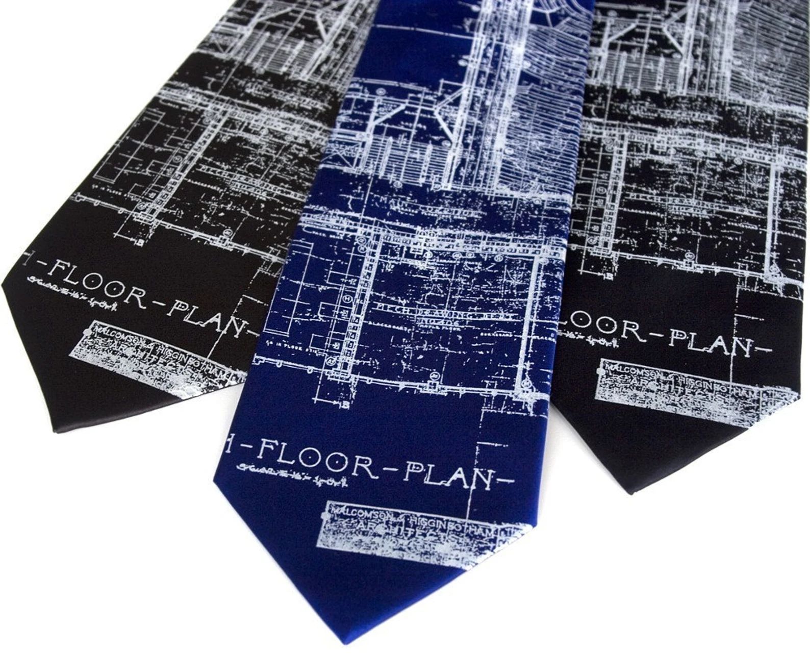 Blueprint Tie, Architect gift. Men's silk necktie.  Detroit's Cass Tech. Architecture design, bui... | Etsy (US)