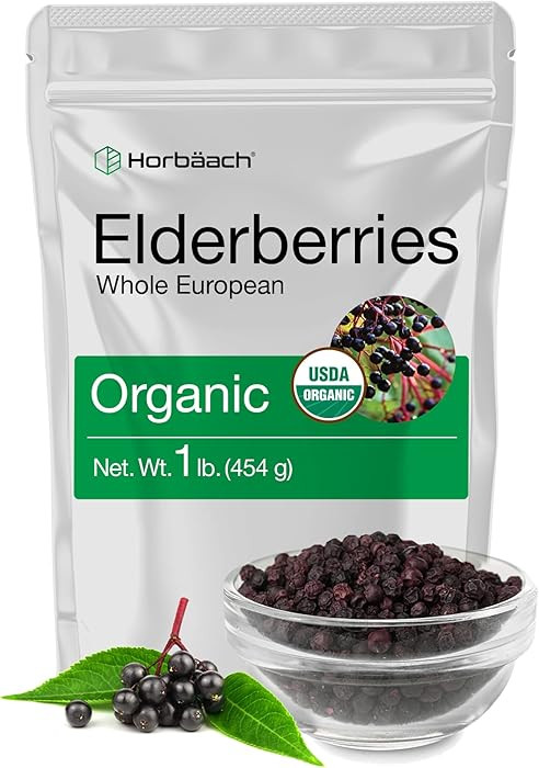 Horbäach Elderberries Dried Organic | 1 lb Bulk Bag | Whole European | Non-GMO, Gluten Free | Sa... | Amazon (US)