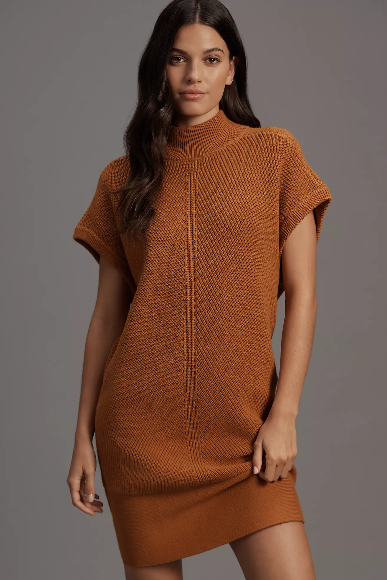 By Anthropologie Short-Sleeve Mock-Neck Sweater Mini Dress | Anthropologie (US)