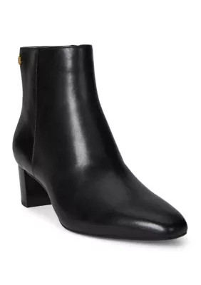 Lauren Ralph Lauren Women's Demi Burnished Leather Booties, Black, 9.5M | Belk