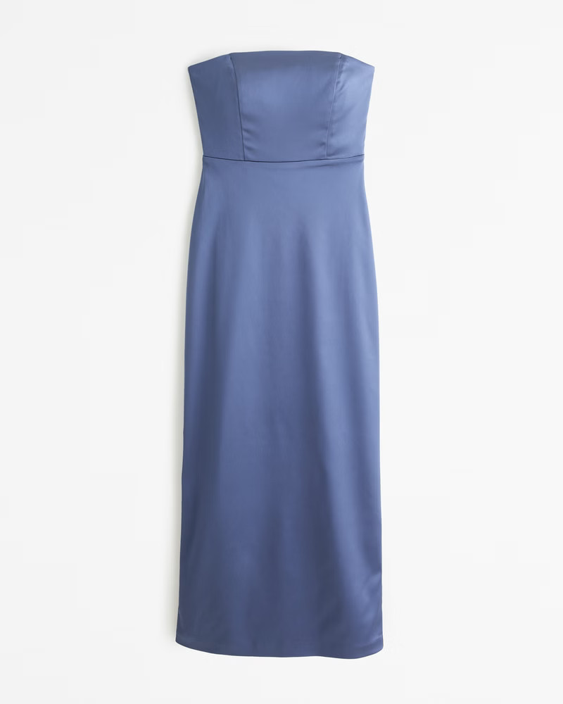 Satin Sculpt Strapless Maxi Dress | Abercrombie & Fitch (US)