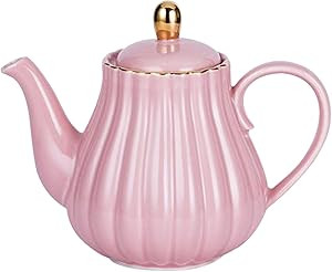 Jusalpha Pink Porcelain Teapot, Ceramic Teapot with Removable Stainless Steel Infuser, Blooming &... | Amazon (US)