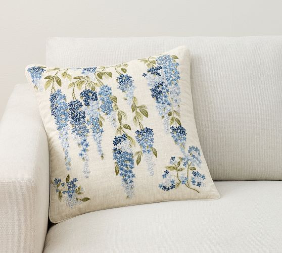 Wisteria Floral Embroidered Pillow | Pottery Barn (US)