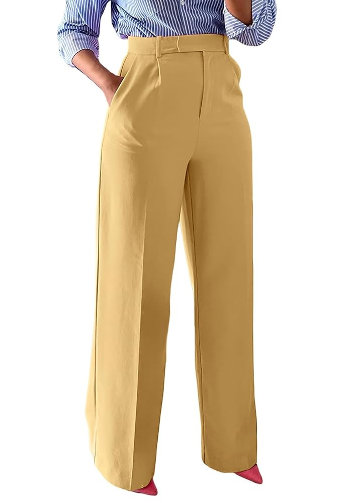 Unybwonn Women Wide Leg Dress Pants High Waisted Straight Leg Business Slacks Work Pants Casual B... | Amazon (US)