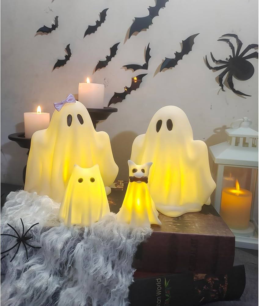 Halloween Decorations Indoor,Ghost Decor, Light Up Ghosts Kit Set of 4,Friendly Pets,Gothic Home ... | Amazon (US)