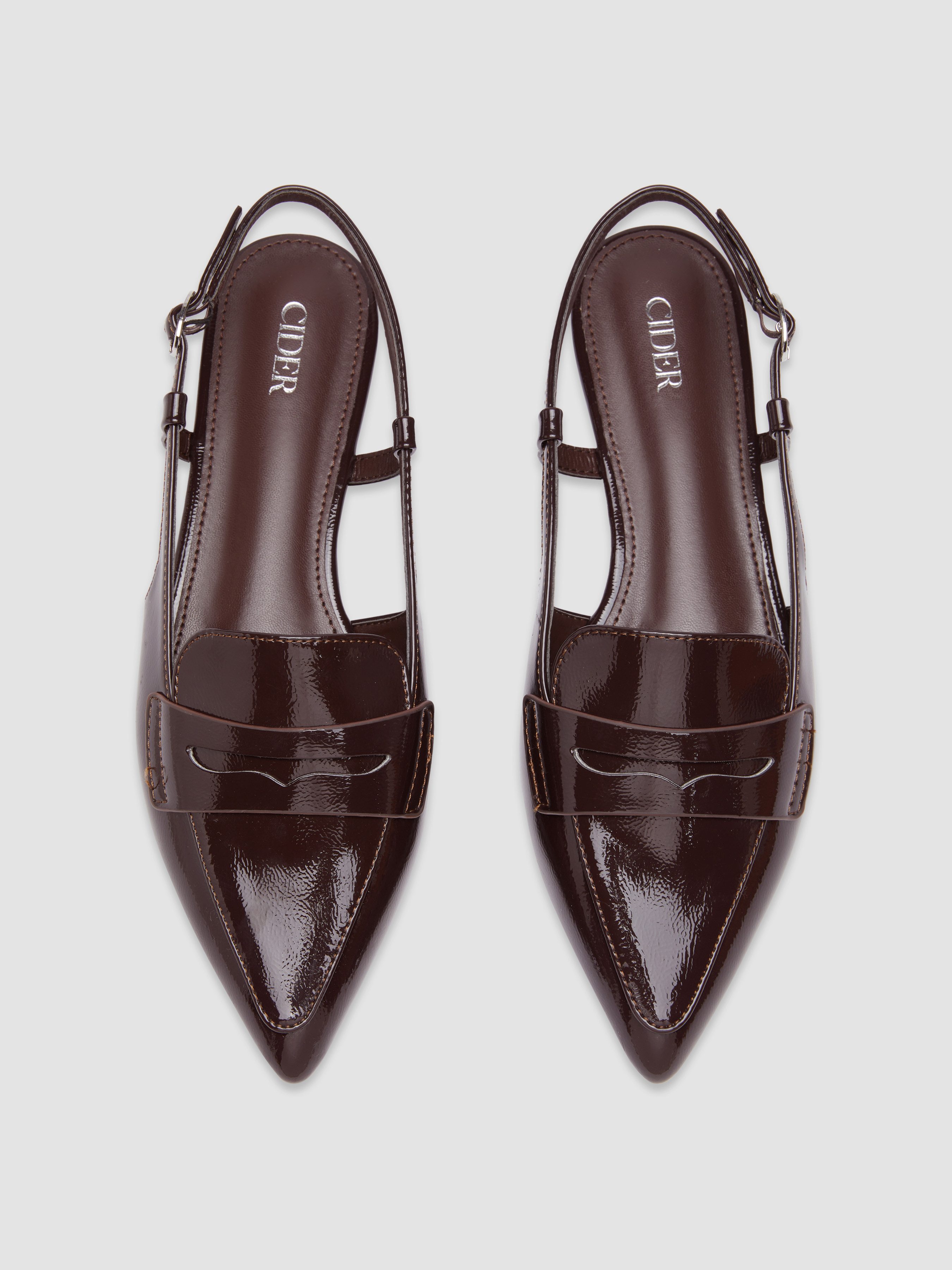 City Chic POINTED SLINGBACK FLATS For Daily Casual Exhibition Coffee Shop Work | Cider