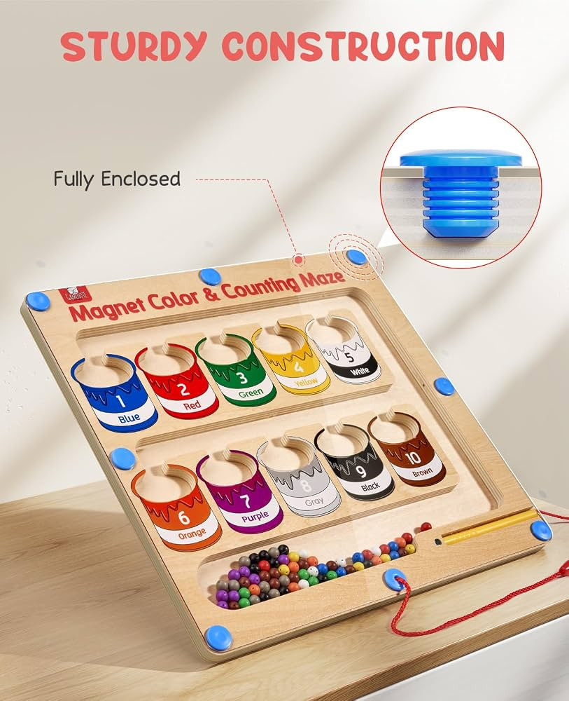 GAMENOTE Magnetic Color and Number Maze - Educational Fine Motor Skills Toys for Boys Girls 3 4 5... | Amazon (US)