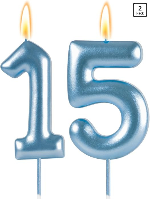 The Summer I Turned 15 Party Decor, Blue 15 Birthday Candles Light Blue Birthday Decorations for ... | Amazon (US)