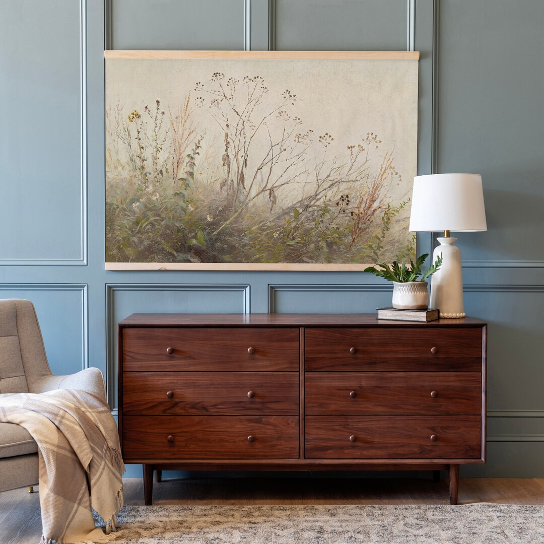 Large Vintage Art Wildflower Canvas Large Vintage Botanical Print Botanical Wall Art Modern Canva... | Etsy (US)