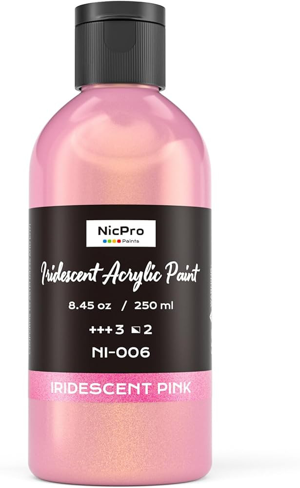 Nicpro Iridescent Pink Acrylic Paint, 8.45oz / 250ml Large Bottle Pink Metallic Acrylic Paint, Co... | Amazon (US)
