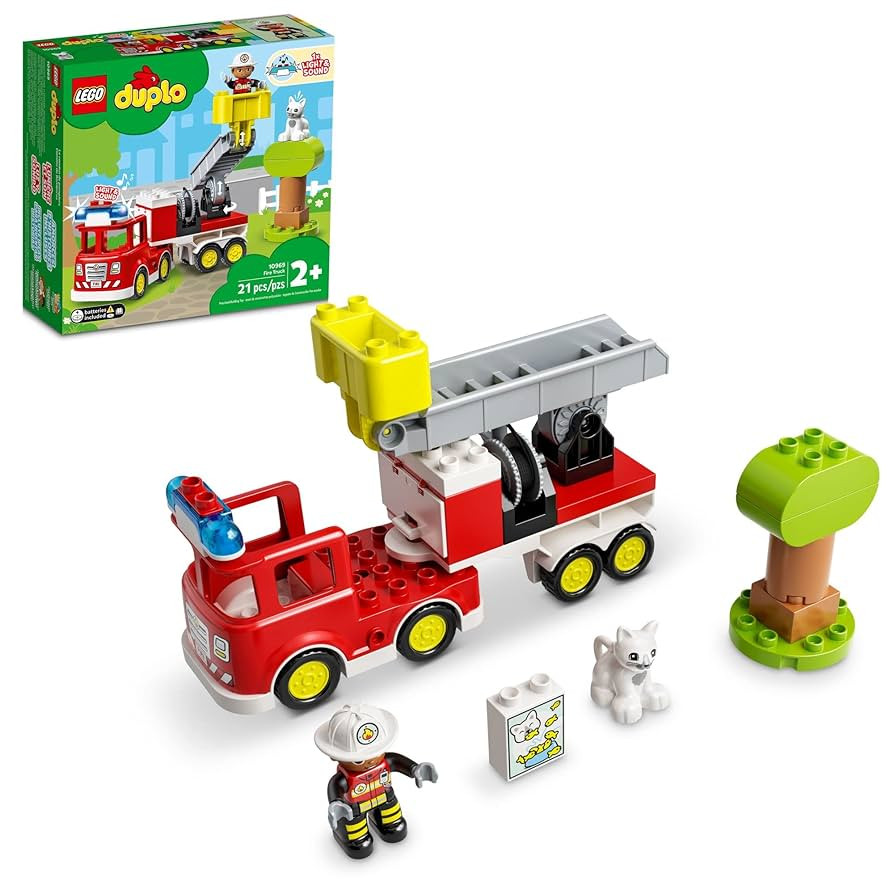LEGO DUPLO Town Fire Truck 10969 Building Toy Set for Toddlers, Preschool Boys and Girls Ages 2-5... | Amazon (US)