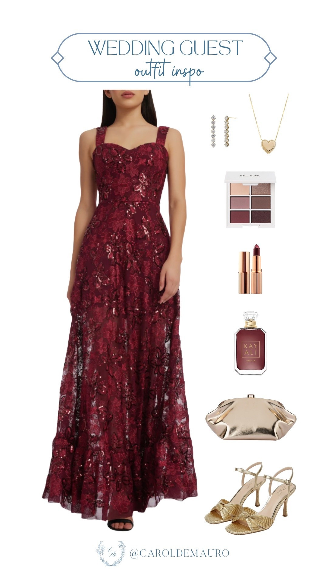 Find a dress that brings the drama, and keep the accessories simple and chic! This gorgeous burgundy lace paired with soft gold details is a total win. Time to hit the dance floor!

wedding guest outfit, elegant style, formal dress, party guest attire, gold accessories, shop the look, fall fashion, earthy tones

#LTKSeasonal #LTKWedding #LTKStyleTip