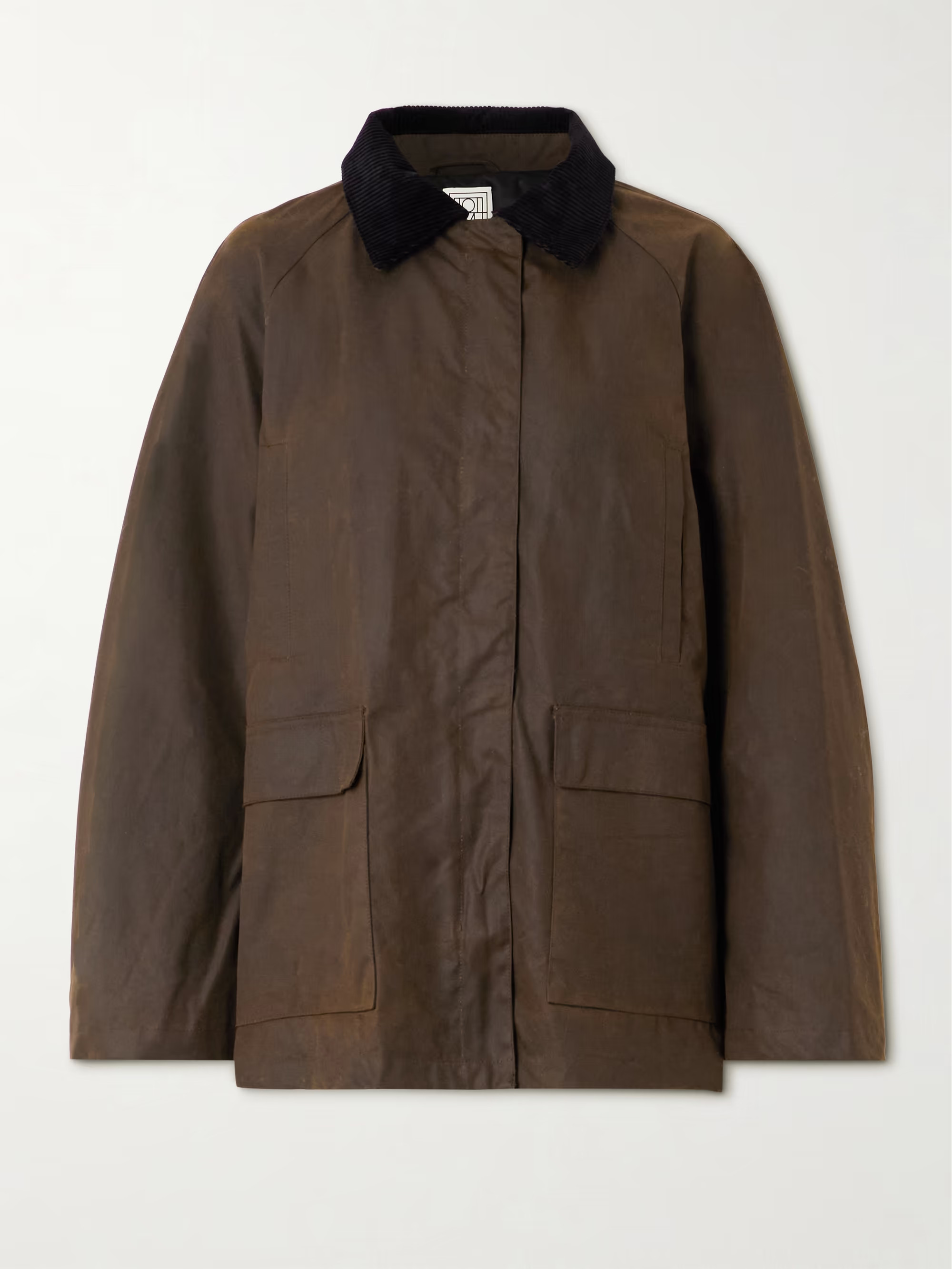 Oversized corduroy-trimmed waxed organic cotton jacket | NET-A-PORTER (US)