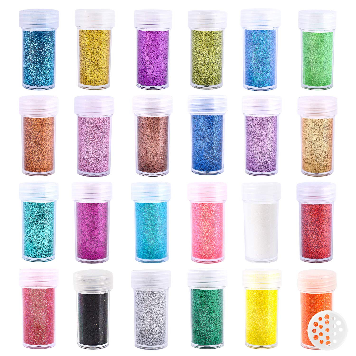 Extra Fine Glitter, Set of 24 Colors Nail Arts Face Hair Eye Lip Gloss Makeup Glitter, Slime,Tumb... | Amazon (US)