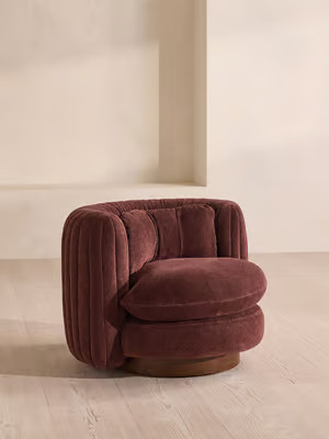 Vivienne Armchair, Linen Chenille, Bordeaux, US | Soho Home Ltd