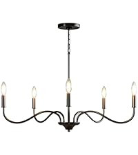 Tribesigns Black Chandelier, 5-Light Chandeliers for Dining Room Lighting Fixtures Hanging, Penda... | Amazon (US)