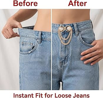 12-Pcs Pant Waist Tightener Set - 7 Sets Adjustable No-Sew Clips & 5 Metal Button Pins for Loose ... | Amazon (US)