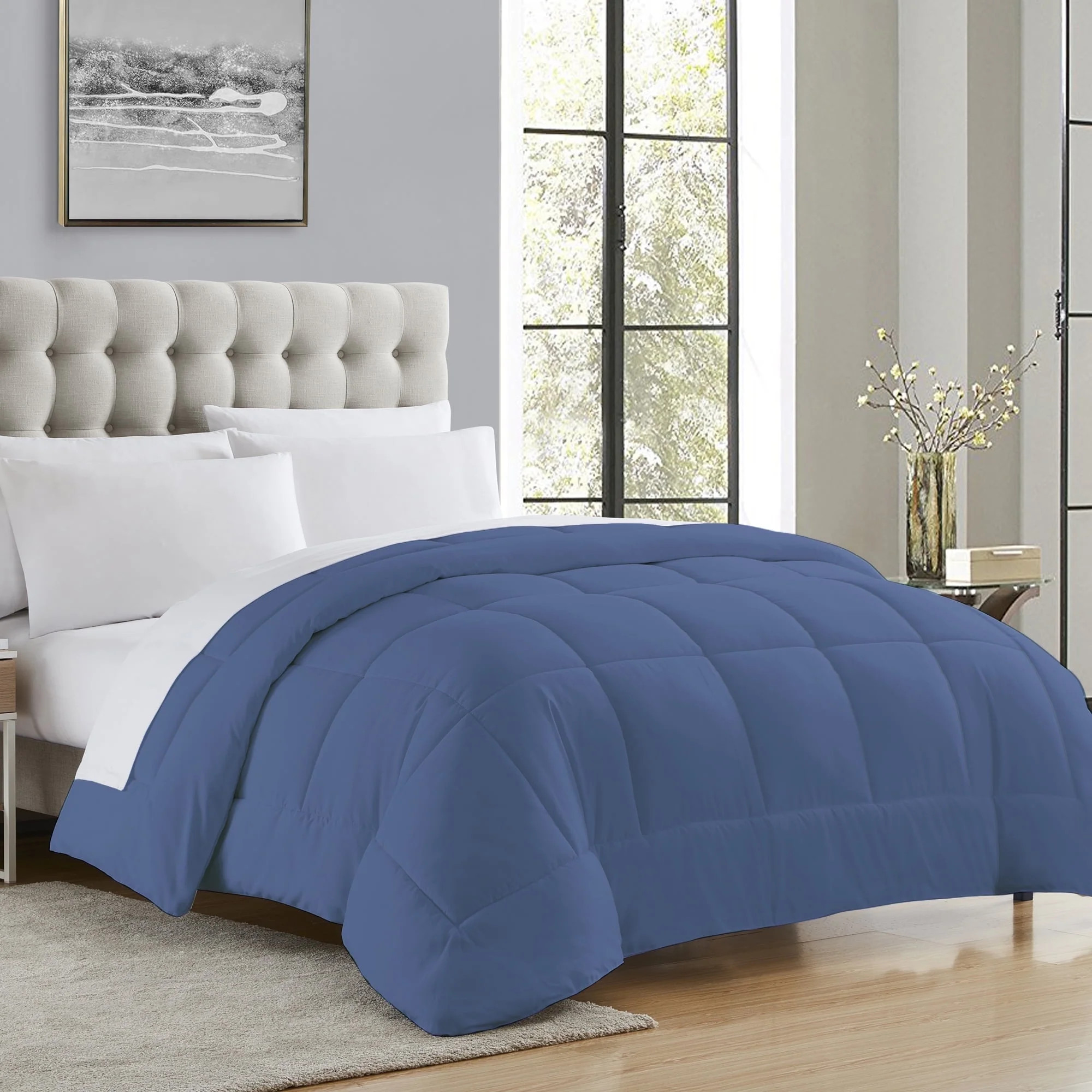 Sweet Home Collection, All Season Reversible Hotel Down Alternative Duvet Insert, Twin - Denim Bl... | Walmart (US)