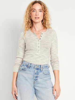 Fitted Plush Henley T-Shirt | Old Navy (CA)