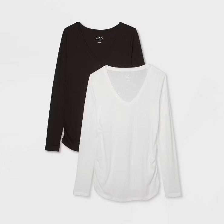 Long Sleeve Scoop Neck 2pk Bundle Maternity T-Shirt - Isabel Maternity by Ingrid & Isabel™ | Target