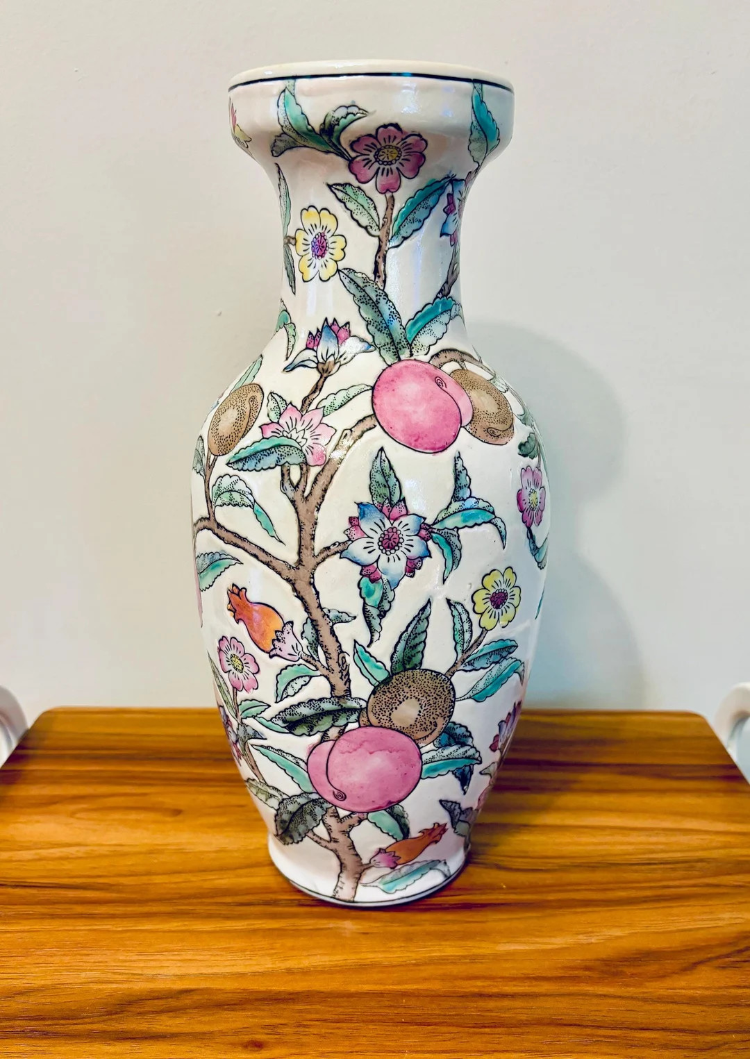 Vintage Chinese Republic Famille Rose Peach Flora Porcelain Urn Vase Chinoiserie Dark Pastels - E... | Etsy (US)