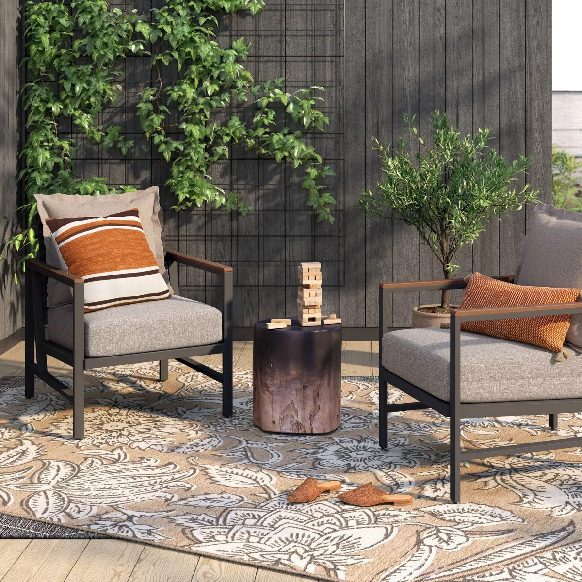 Irregular Ombre Wooden Stump Outdoor Patio Accent Table Natural - Threshold™ | Target