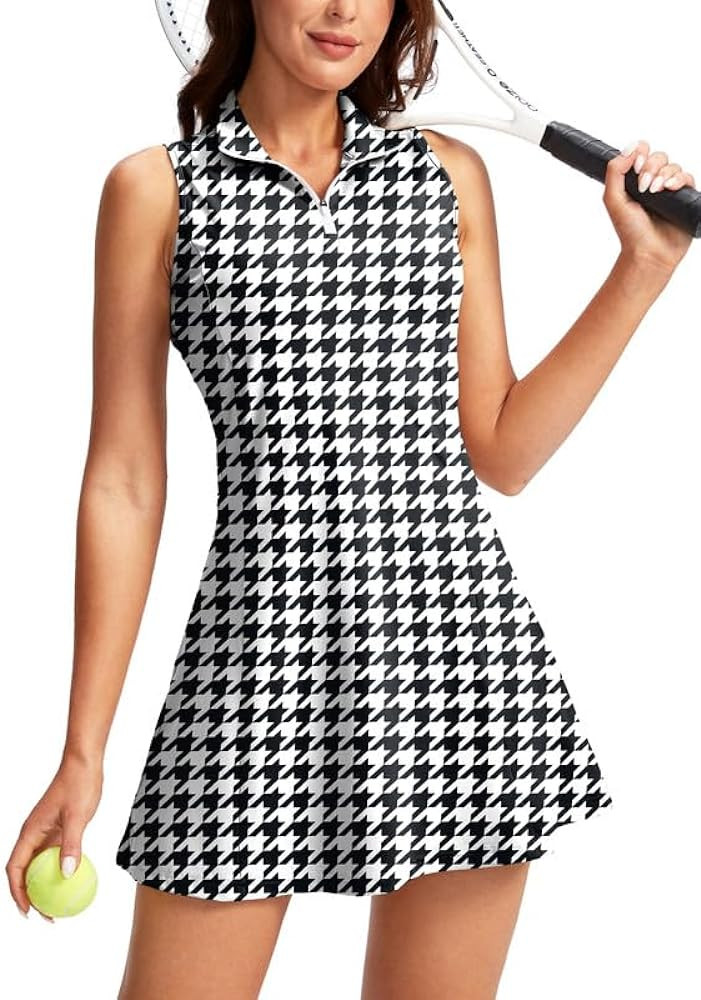 Viodia Women's Tennis Golf Dress with Shorts Active Exercise Workout Sports Athletic Dresses for Women with Zipper Pockets | Amazon (US)