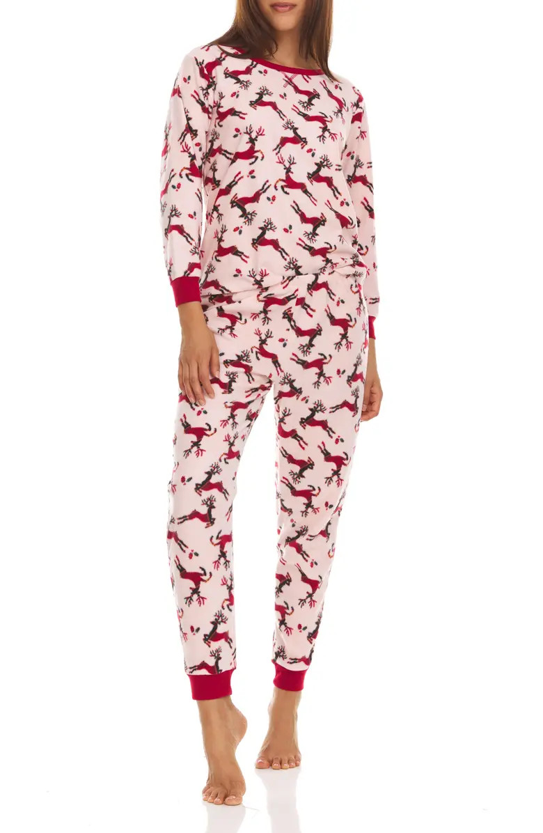 Flora Nikrooz Darby Polar Fleece Check Heart PJ Set | Nordstromrack | Nordstrom Rack