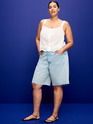 Mid-Rise Baggy Jean Shorts -- 9-inch inseam | Old Navy (US)