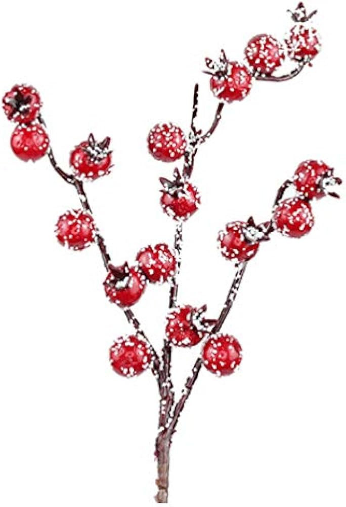 Amosfun 10Pcs Artificial Red Berry Picks Stems Christmas Frosted Holly Berry Branches Christmas F... | Amazon (US)