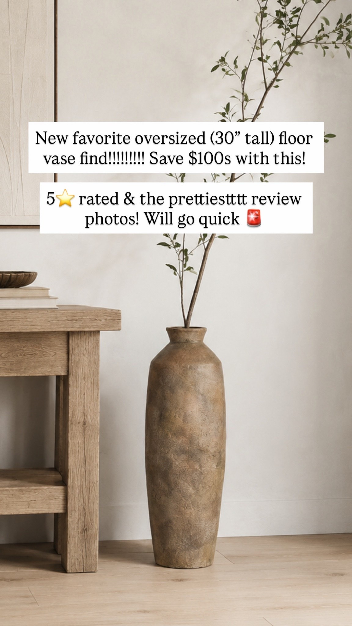 New favorite oversized (30” tall) floor vase find!!!!!!!!! Save $100s with this!

5⭐️ rated & the prettiestttt review photos! Will go quick 🚨