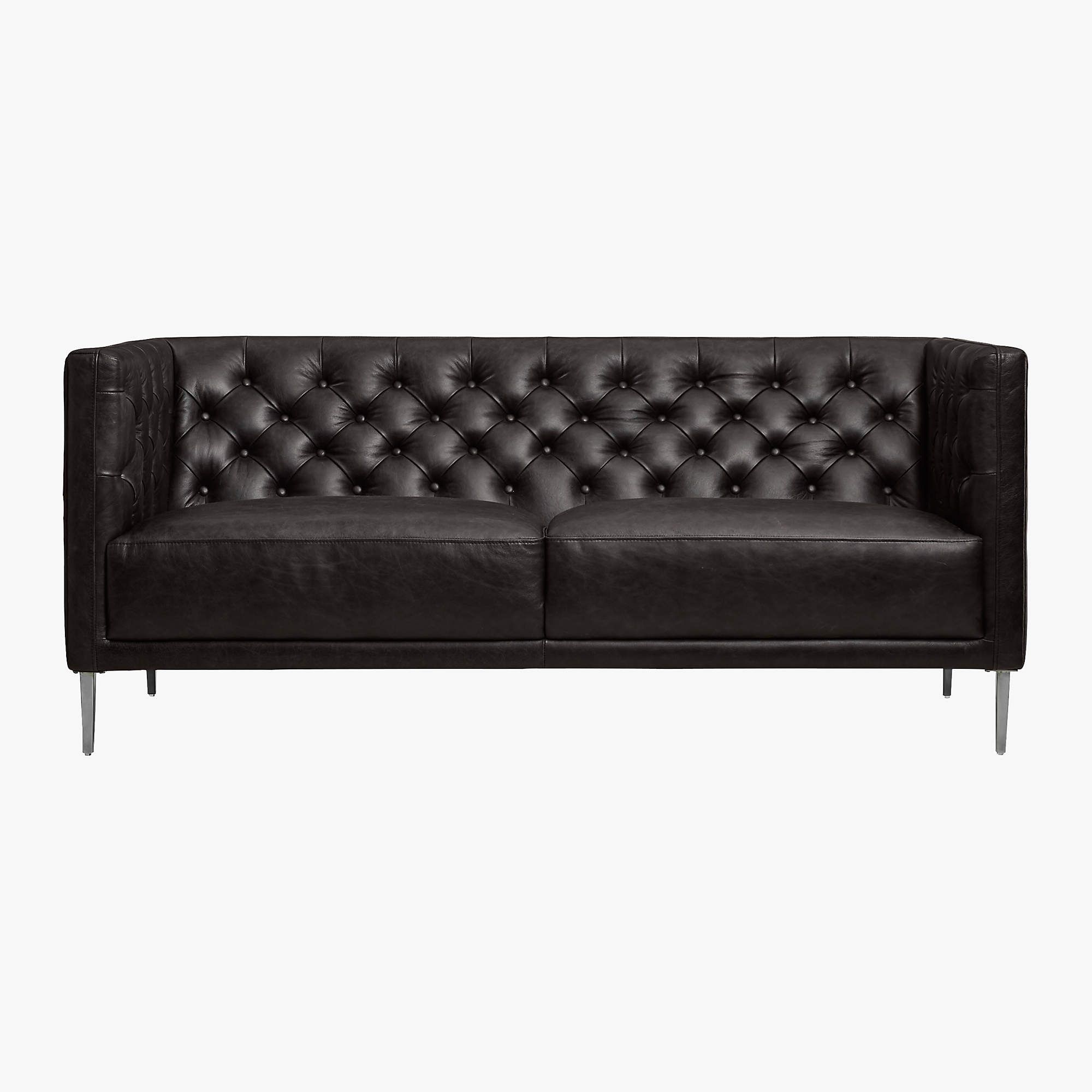 Savile Leather Tufted Apartment Sofa + Reviews | CB2 | CB2