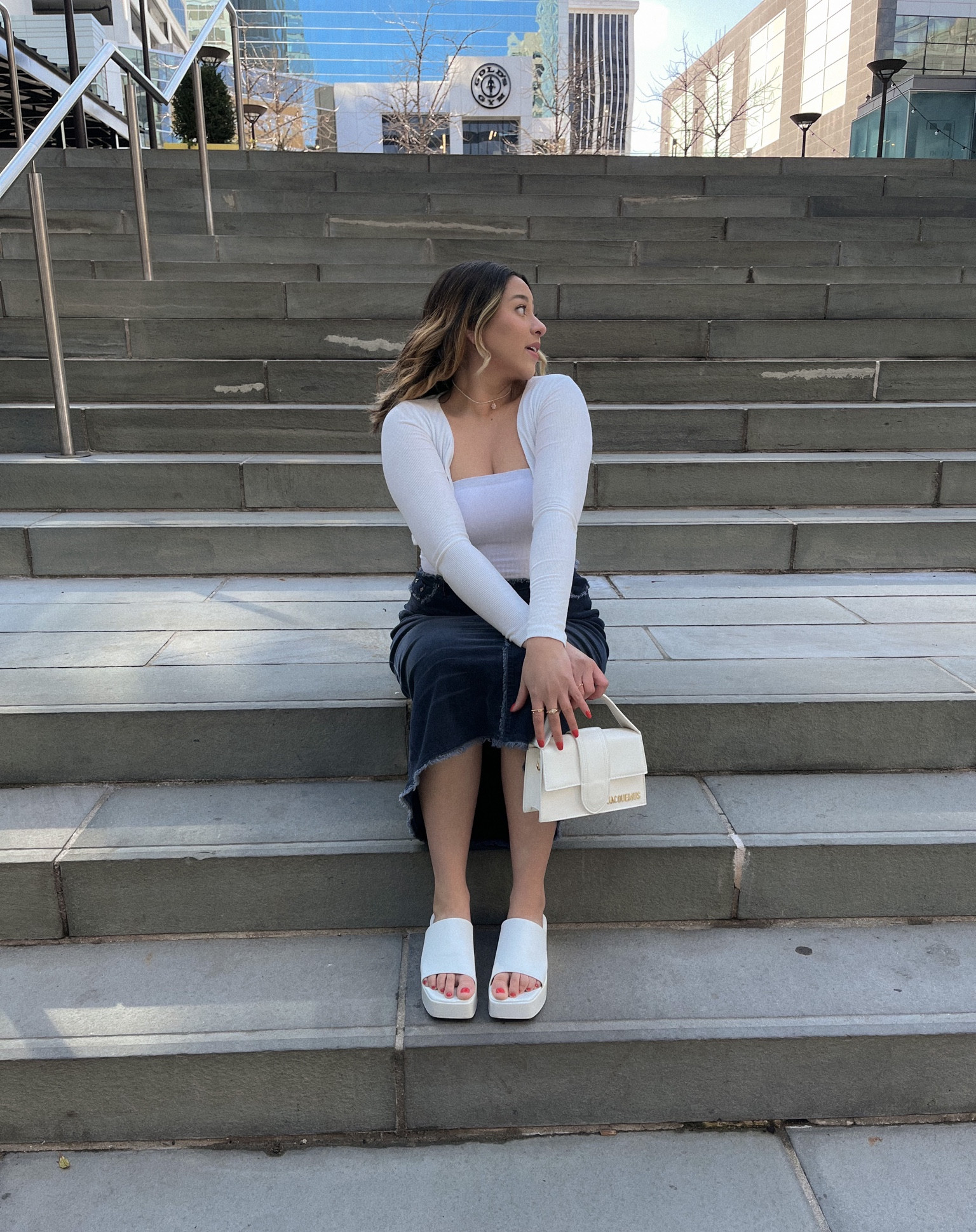 casual spring outfit, denim skirt, bolero, spring fashion, jacquemes, princess polly, zara, white baby tee, white crop top, spring vibes

#LTKstyletip #LTKSeasonal #LTKFind