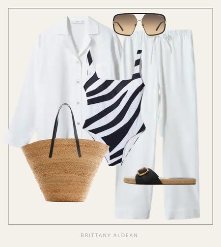 Beachin’ it! This linen PJ set from Mango makes for a cute morning outfit to beach cover up. 

beach l beach day l beach outfit l resort outfit l white linen l cover up l swim cover l one piece swimsuit 