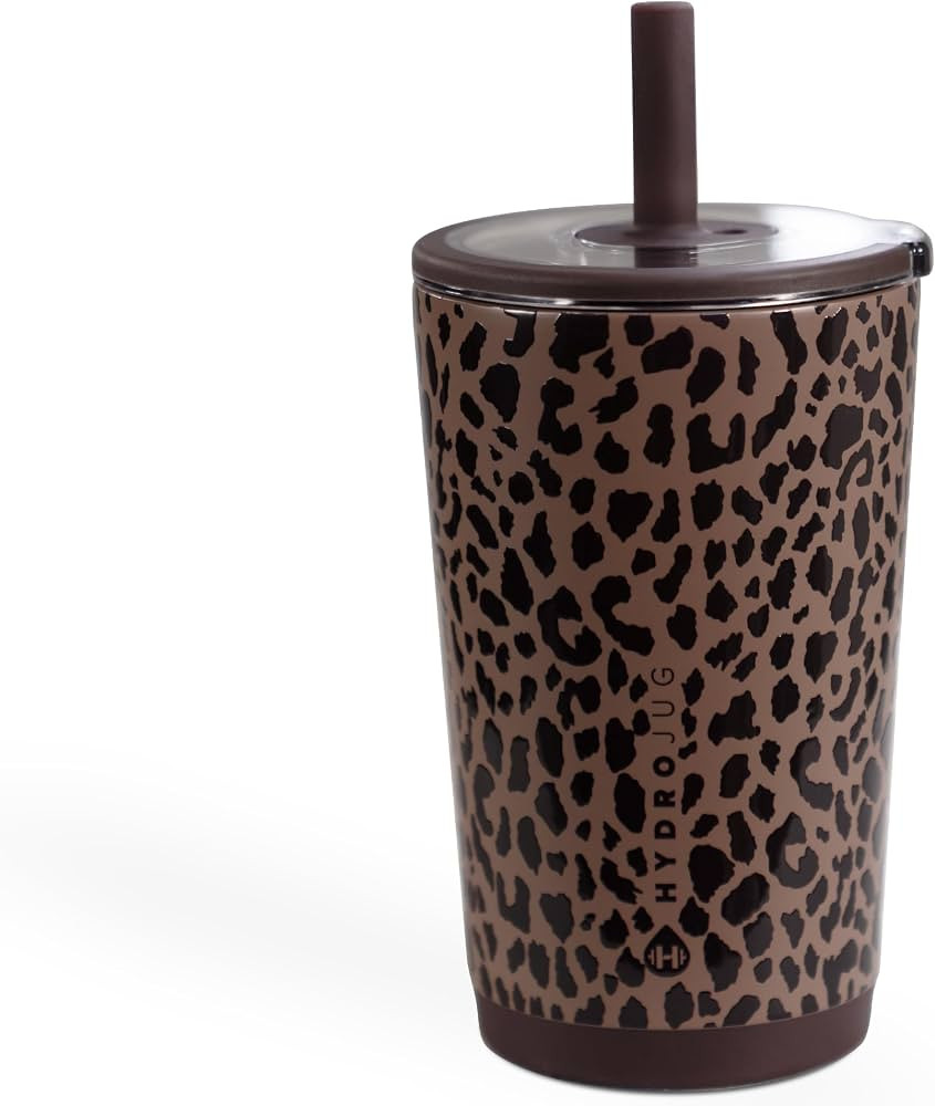 HydroJug Everyday Tumbler 14 oz, Ceramic-Lined Straw Cup, Brown Leopard | Amazon (US)