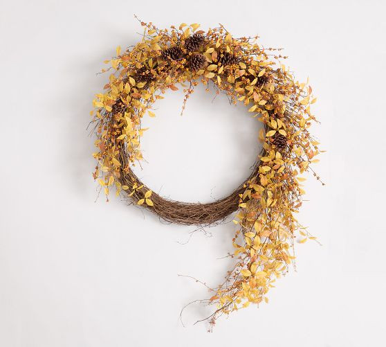 Faux Golden Leaf and Berry Wreath & Garland | Pottery Barn (US)