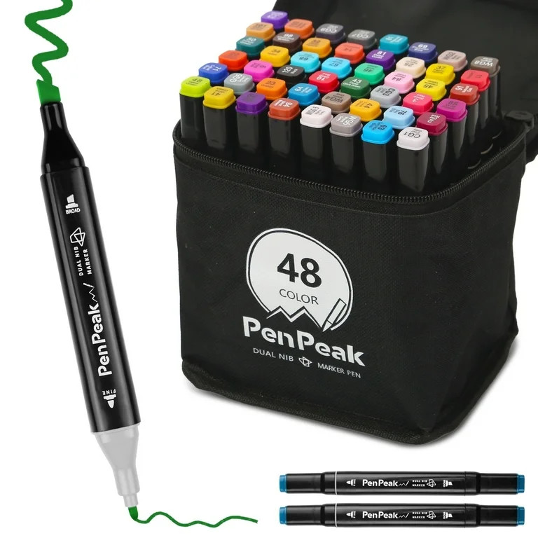Alcohol Markers,48 Colors Coloring Markers Set with Case,Dual Tip Chisel & Fine Drawing Markers f... | Walmart (US)