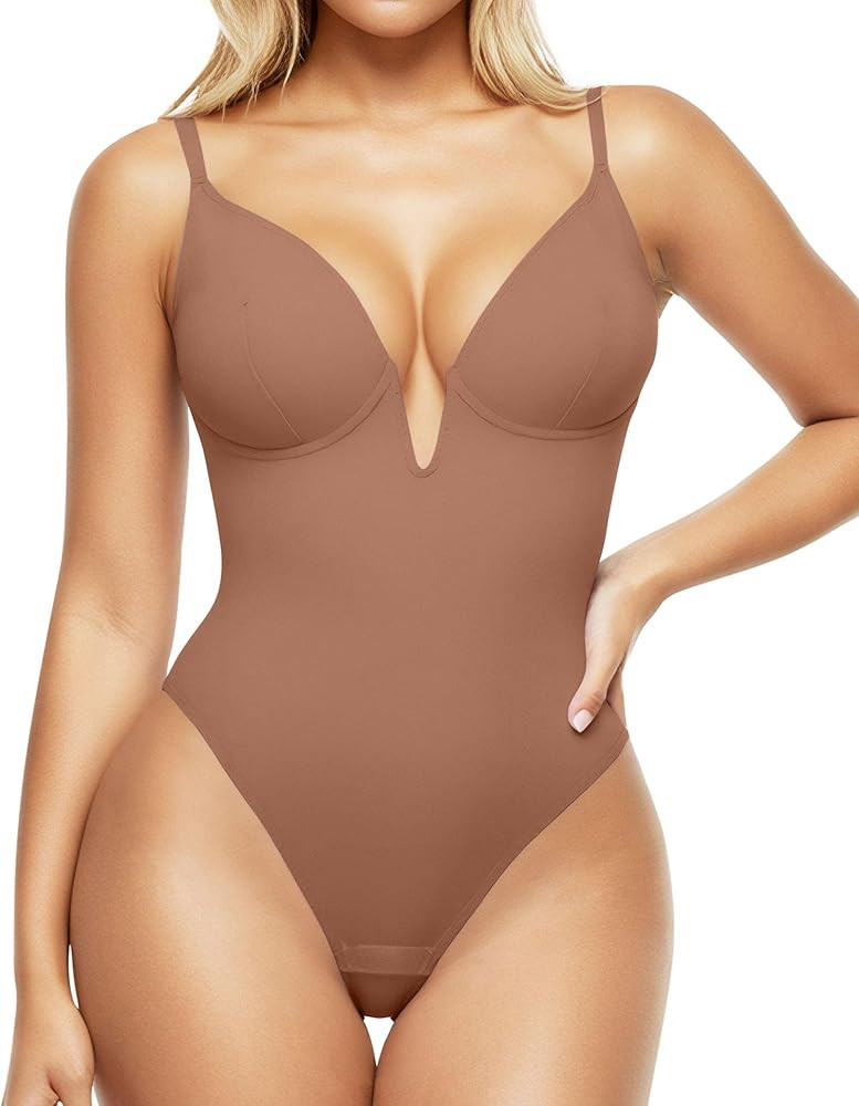 Popilush Shapewear Bodysuits for Women - Tummy Control Body Suits for Womens Deep V Corset Tops T... | Amazon (US)