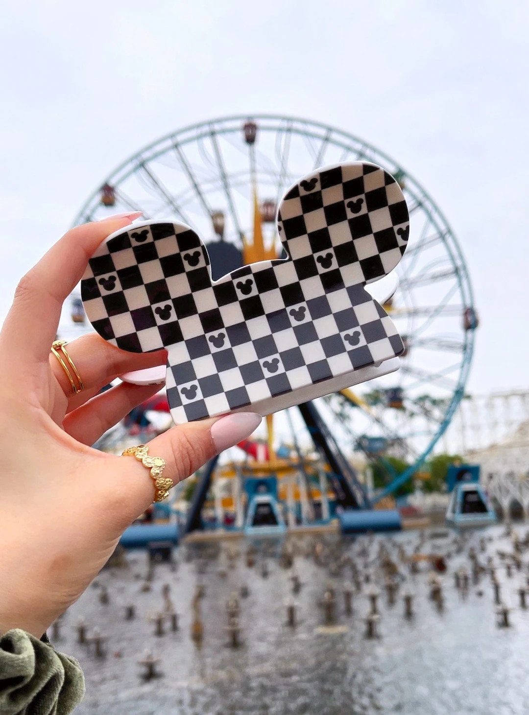 Large Mickey Checkered Pattern Hair Claw Clip | Retro Checker Hair Clip, Mouse Checker Pattern, C... | Etsy (US)