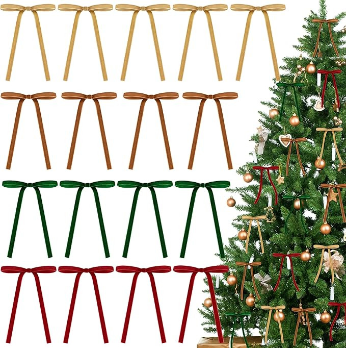 30Pcs Velvet Christmas Wreath Bow, Twist Tie Bows, 5 x 7 Inch Rustic Crafts Gift Bows Vintage Vel... | Amazon (US)