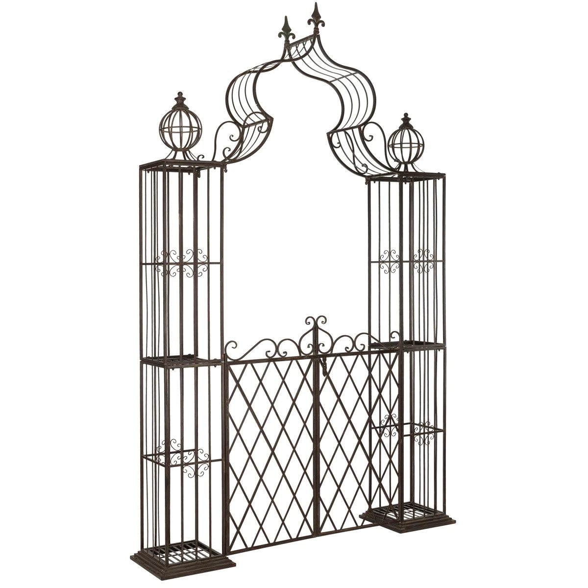 Halchita 67.8'' W x 15'' D Iron Arbor with Gate | Wayfair North America