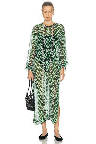 BODE Serpentine Kaftan in Green - Green. Size L (also in M). | FWRD 