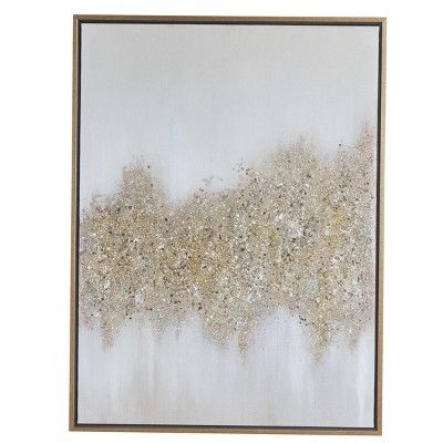 30" x 40" Rectangular Abstract Textured Canvas Wall Art with Gold Wood Frame Gold/Gray - Olivia &... | Target