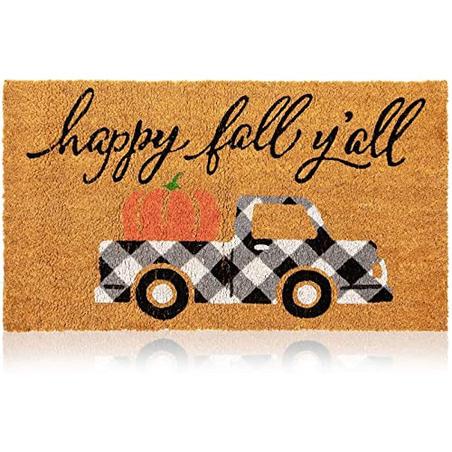 Juvale Happy Fall Y'all Doormat for Thanksgiving, Coir Welcome Door Mat for Autumn (17 x 30 in) | Amazon (US)