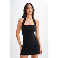 Amelita Suiting Halter Mini Dress - Black I MESHKI I Size S | MESHKI US