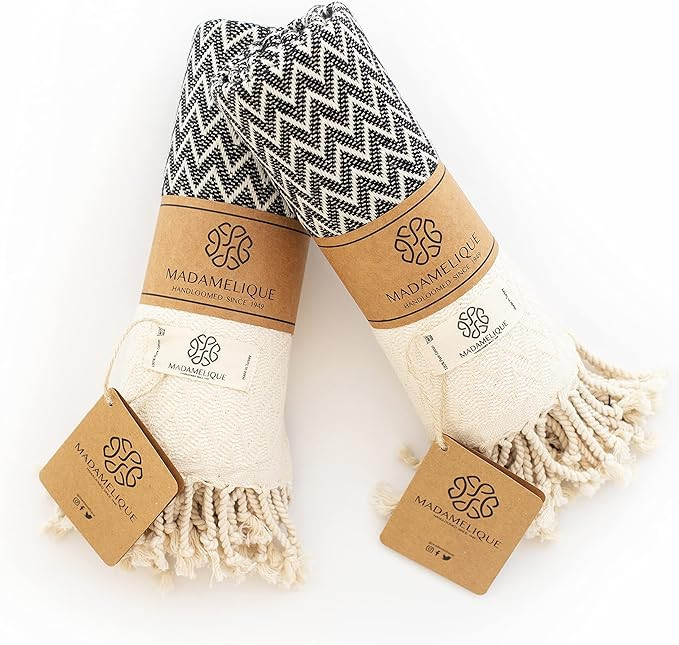 Madamelique Exclusive Hand Towels Set of 2-18 x 40 Inches - Decorative Bathroom Peshtemal Towel f... | Amazon (US)