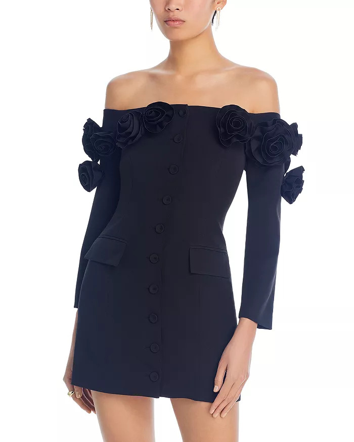Off The Shoulder Rosette Mini Dress | Bloomingdale's (US)