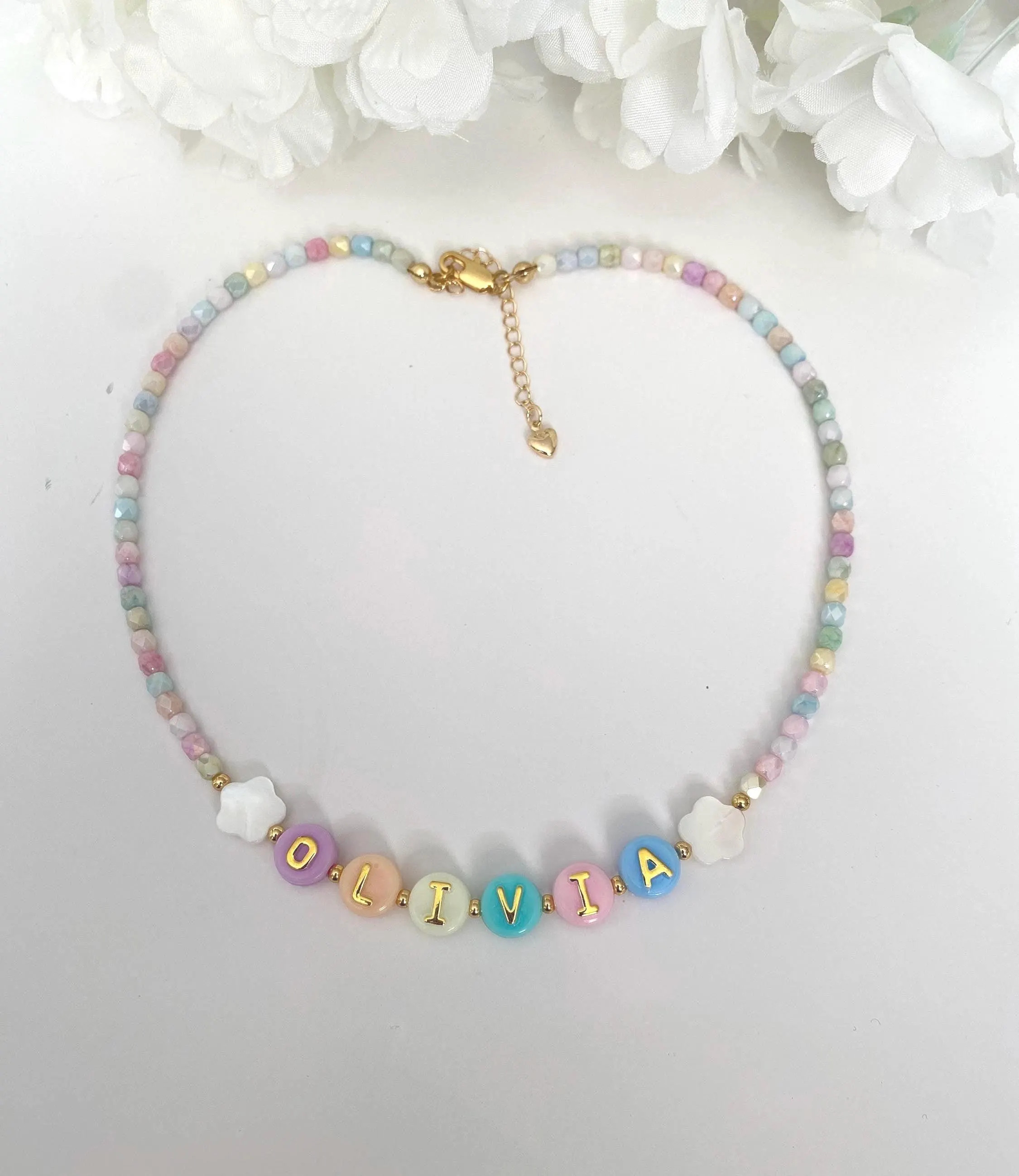 Colorful beaded necklace for kids, name necklace for toddlers, colorful gift for kids, little girl birthday gift, Christmas gift for girls | Etsy (Global)